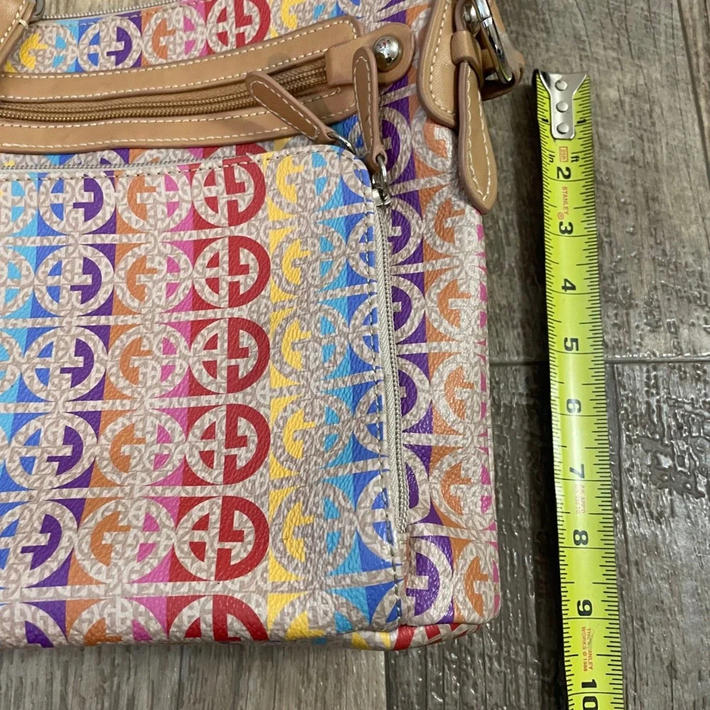 Giani Bernini Rainbow Monogram Crossbody Bag‎ Multi Color Logo Organizer Purse
